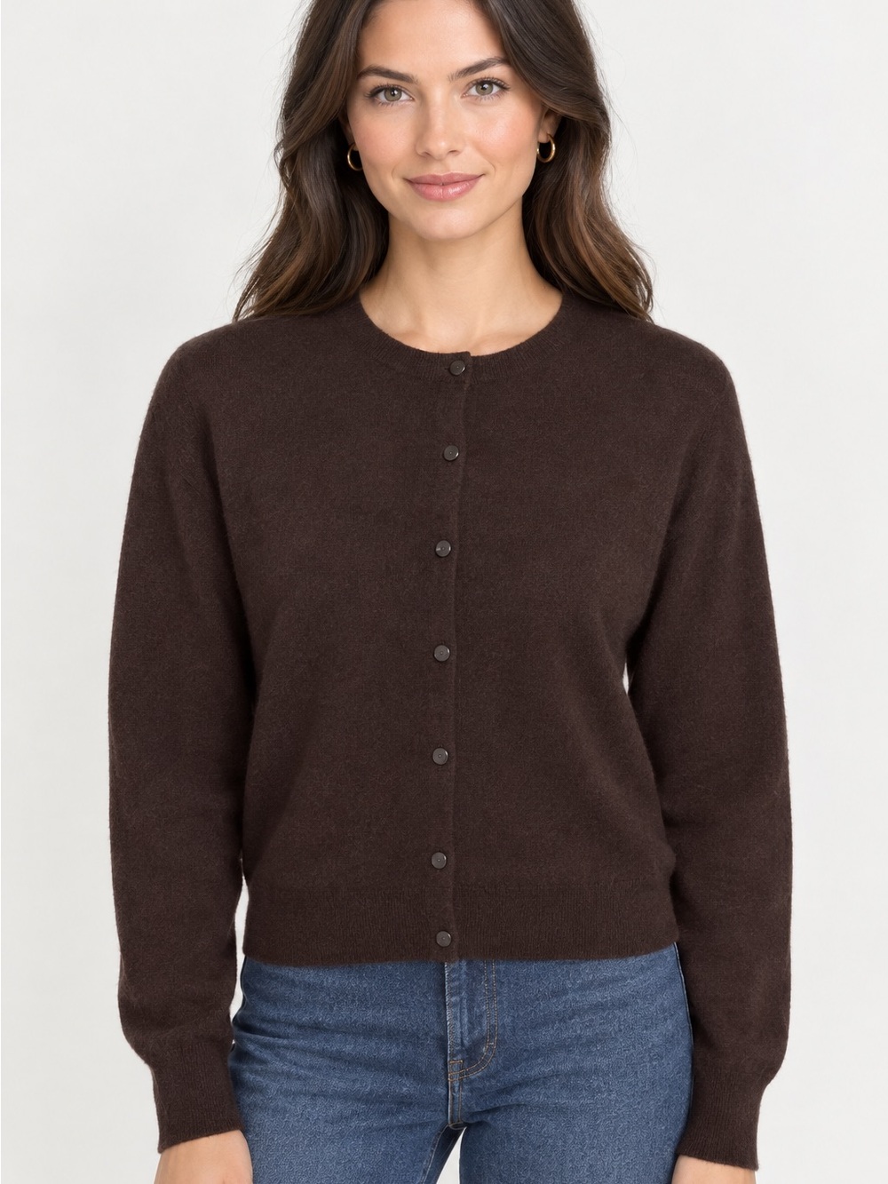 J. Crew Women’s Chocolate Brown 100% Cashmere Cardigan Sweater L